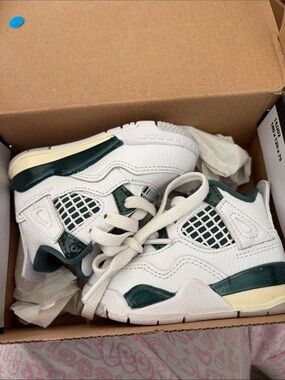 Jordan Kids White and Dark Green Sneakers